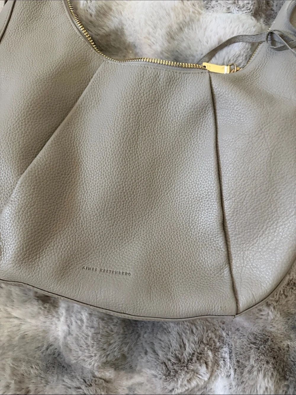 Aimee Kestenberg Pebbled Leather Hobo in Light Gray